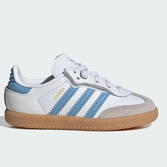 NIB Samba OG Comfort Closure Elastic Lace Shoes Sz 10k Cloud White/Ash Blue/Gum - Picture 1 of 8